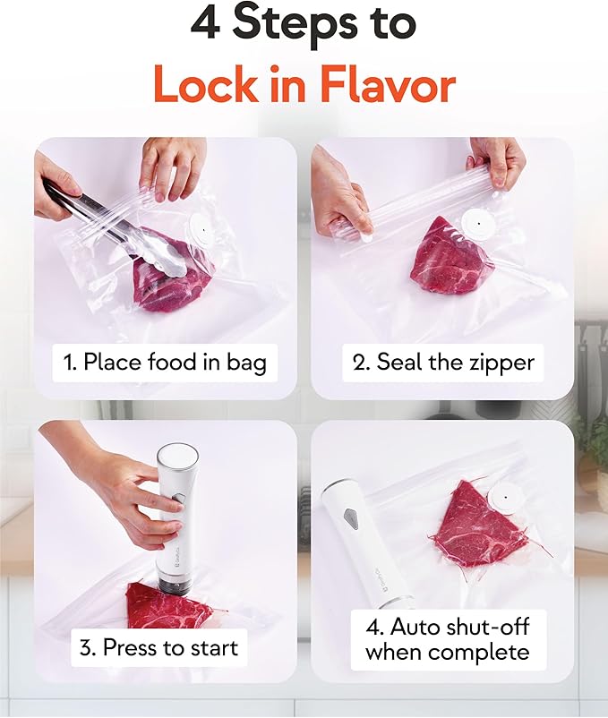 Reusable Vacuum Sealer Bags for Food – 10 Medium Vacuum Bags (26x28cm/10x11in), BPA-Free, Leak-Proof, Odor-Resistant – Compatible with Vacuum Sealers