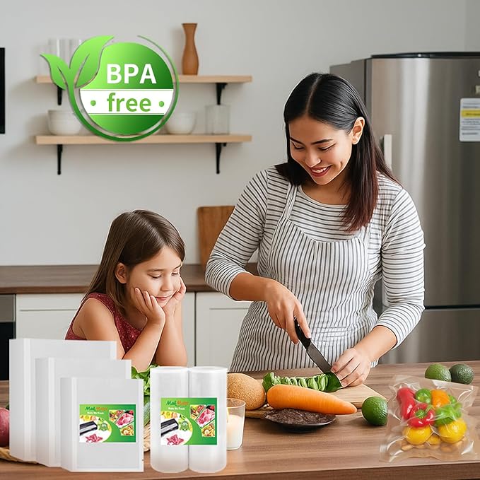 MakMeFre 2Pack (Total 100Feet) 11x50 Vacuum Sealer Bags Rolls with BPA Free,Heavy Duty Vacuum Food Sealer Storage Bags Rolls,Cut to Size Roll,Great for Sous Vide