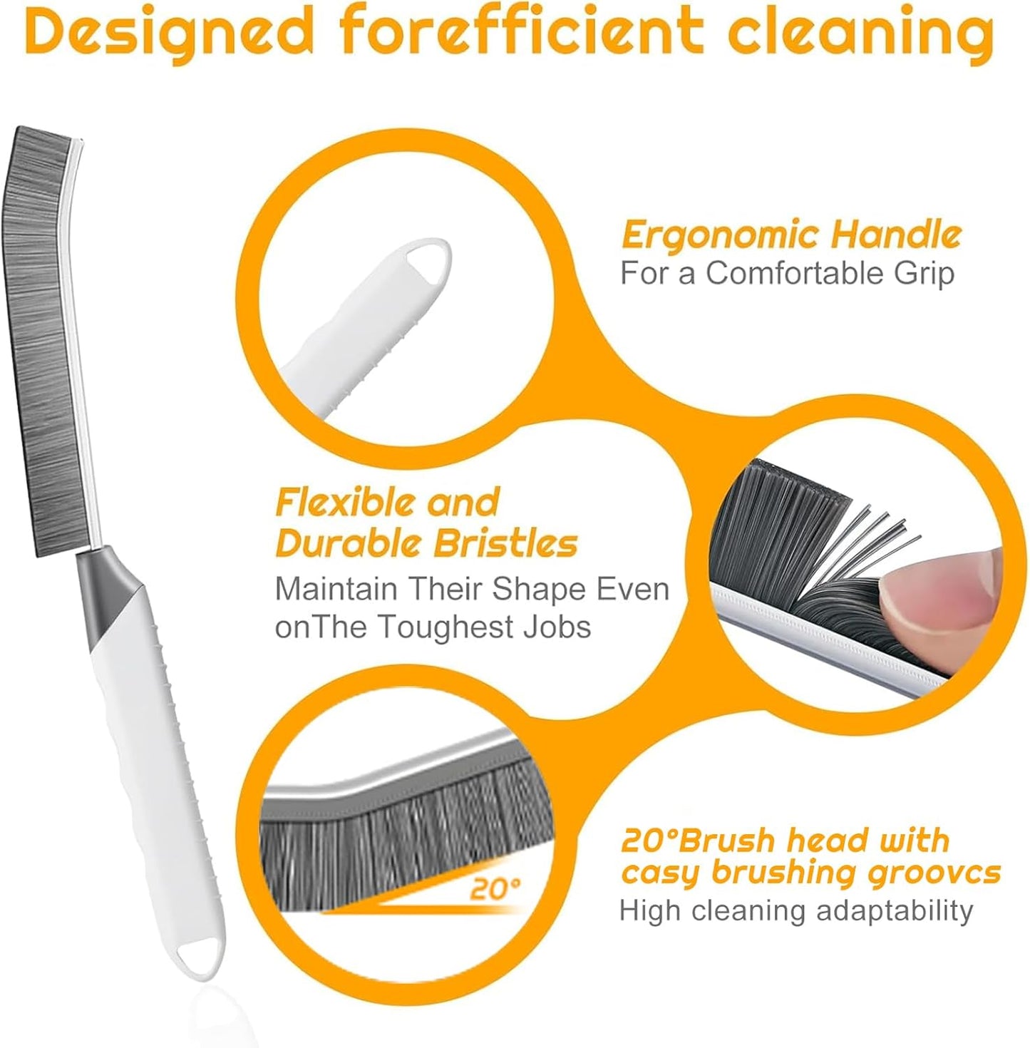 Household Thin Cleaning Brushes,2pcs Hard Bristle Grout Scrub Brush Tool for Cleaning Tight Spaces in Home Kitchen Bathroom