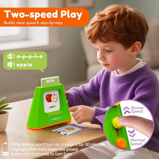 Talking Flash Cards for Toddlers: Self-standing & Dual-Speed Learning Toys with 448 Sight Words - Speech Therapy Toys for Autism Montessori Education - Birthday Gifts for Boys Girls Sensory