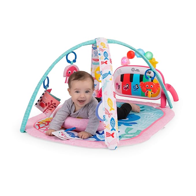 Baby Einstein Ocean Explorers 4-in-1 Kickin Tunes Jellyfish Jamboree Music & Language Discovery Gym, Pink, Ages 0 Months and Up