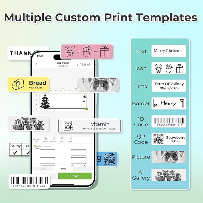 Nelko Label Maker Machine with Tape, P21 Bluetooth Label Printer, Wireless Mini Label Makers with Multiple Templates for School Office Home, White