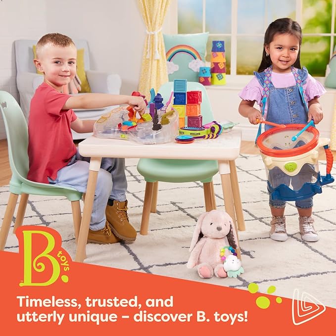 B. toys – Smooth Rider – Ride On – Wooden Toddler Bike – Balance Toys for Toddlers – Push & Ride Bike – Four Wheels – 18+ Months, Large, Multicolor