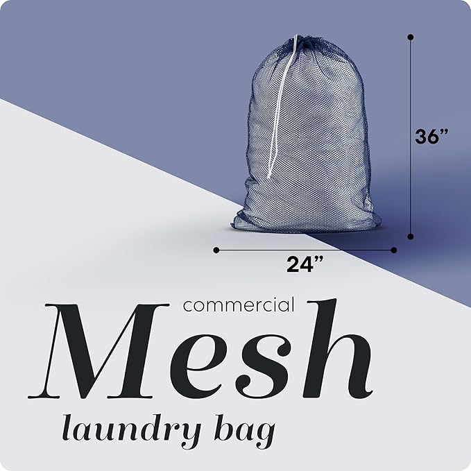 Handy Laundry Mesh XL Laundry Bag - Durable, Machine Washable with Secure Drawstring Closure - Perfect for College Dorms, Laundromats, Apartments (Navy, Large 24" x 36")