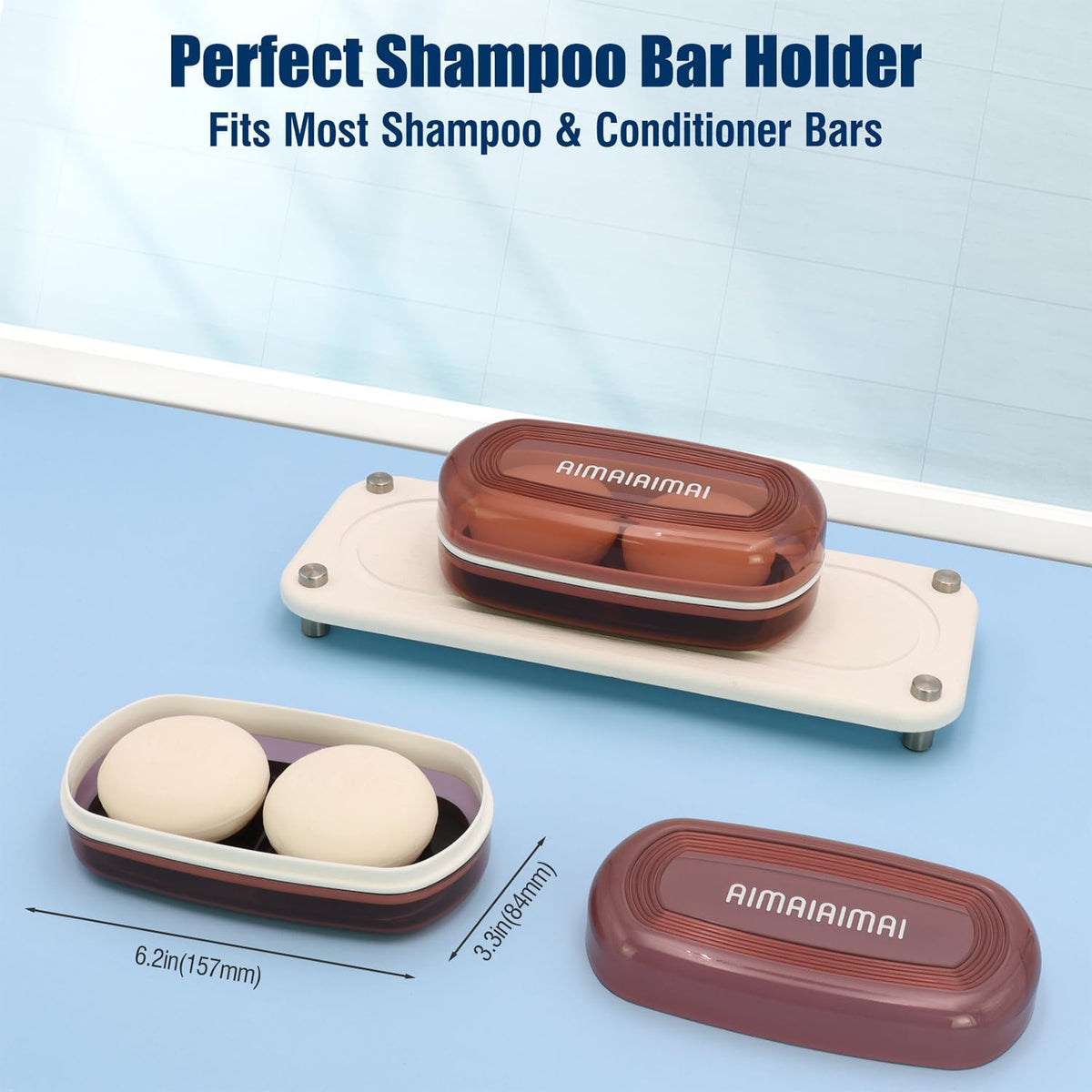 Shampoo Bar Holder Travel Case for Two Bars – Compatible with Kitsch Solid Shampoo & Conditioner Bars, Large Soap Container for Bathroom or Travel (1 Pack, Red Style A-Large)