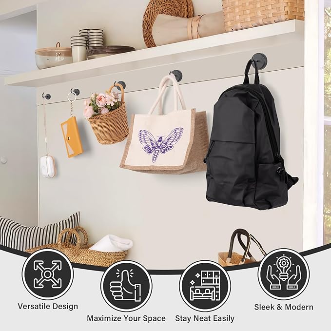 Magnetic Hooks for Cruise Cabins, 130lbs Black Magnetic Hooks for Hanging Mugs, Strong Magnets Heavy Duty, Cruise Ship Magnets for Grill, Classroom Decor, Office Accessories, 4 Pack