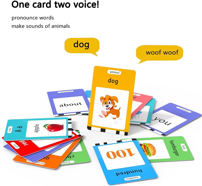 Lapare Audible Flash Cards Toys for Toddlers 2 3 4 5 6, Learn ABC Letters, Numbers 0-100,Phrases,Objects, Adjectives, and More Dolch Sight Words, 280 Cards with 560 Words/Phrases (Pink)