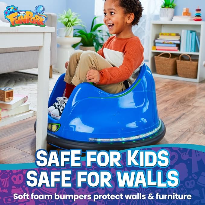 Flybar FunPark Electric Bumper Car 6V for Toddlers, Kids, Baby Ride On Toys, Ages 1.5-4 Years, LED Lights, 360 Degree Spin, Supports up to 66 pounds (No Remote)