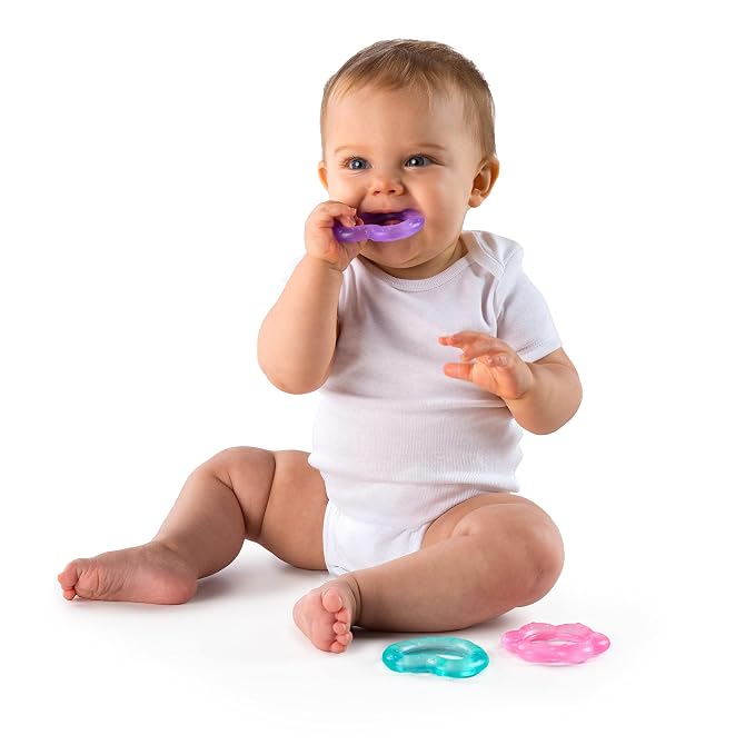 Bright Starts Everything Nice Teething Toys 9-Piece Set - BPA-Free Rattles and Chillable Teethers, Purple and Pink Baby Toys, 3 Months+