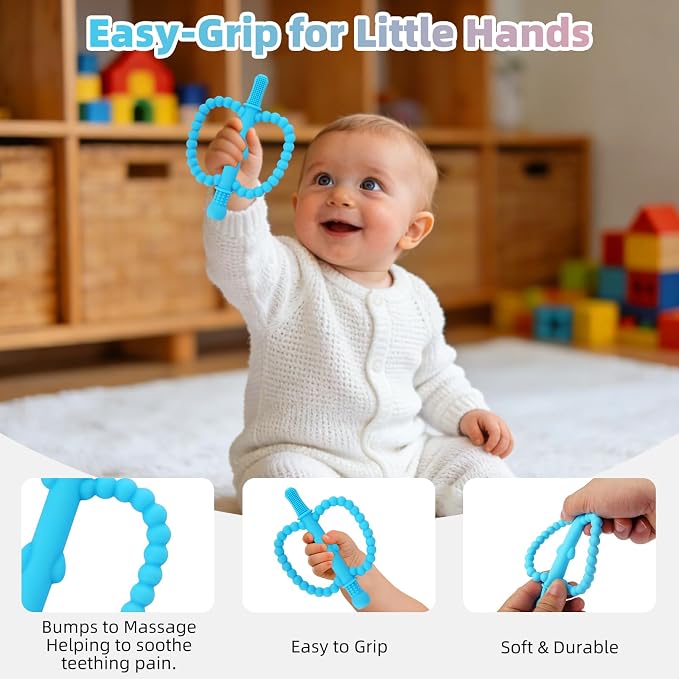 Fu Store Hollow Teether Tube 2 Pack Apple Shape Chew Straw Sensory Toy for Infant Toddlers Silicone Tubes Teething Toys for Babies 0-6 0-12 0-36 Months Gifts Teething Relief Soothing Gums