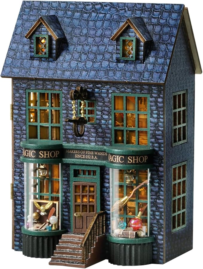 Flever Dollhouse Miniature DIY House Kit Creative Room with Furniture for Romantic Valentine's Gift (Magic Store)