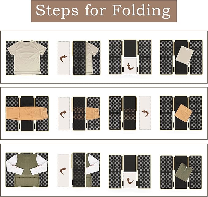 BoxLegend Shirt Folder V7 Metal for Wear Resistance Clothes Folding Board Storage Tshirt Folder Board Metal Edging and Joints Laundry Folding Board Black