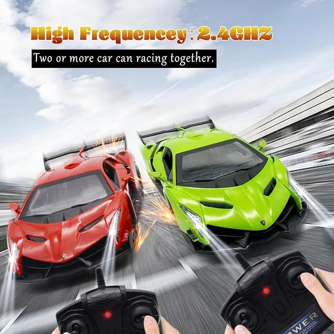 Lamborghini Remote Control Car 1:24 Scale Lambo Toy Car Officially Licensed Rc Cars with Light 2.4Ghz Model Car for Boys 4-7 Girls Birthday Gift, Green