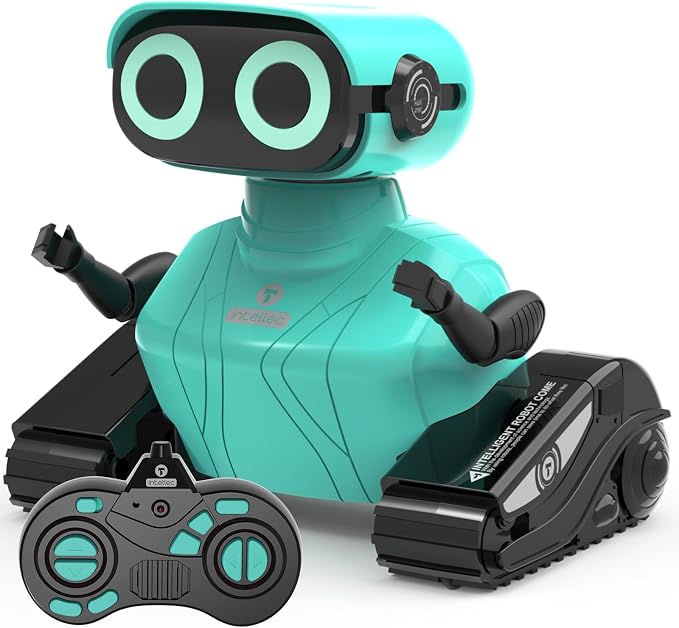 GILOBABY Remote Control Robot Toy for Kids 3-5 Years, Flashing LED Eyes, Dancing and Flexible Moves, Auto Demo Mode, Gift for Boys (Blue)