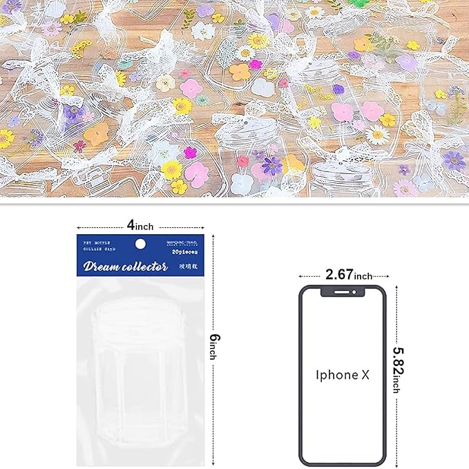40Pcs Large Size DIY Bookmarks, Kaluofan Transparent Dried Flower Bookmarks, Handmade Dried Flower Bookmarks,Flower Bookmarks Maker, Handmade DIY Transparent Beautiful Flower Page