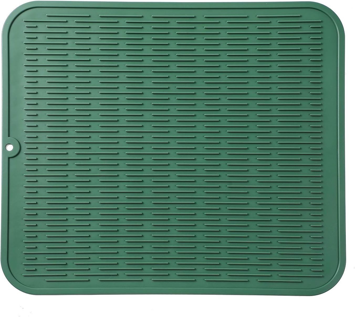 Silicone Dish Drying Mat for Multiple Usage,Easy clean,Eco-friendly,Heat-resistant Silicone Mat for Kitchen Counter or Sink,Refrigerator or Drawer Liner Green XL 18 inches x 16 inches