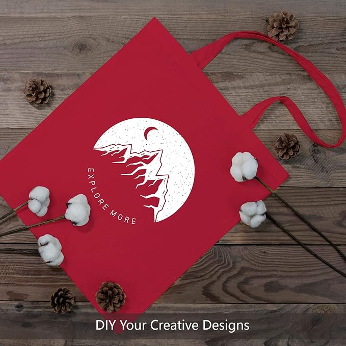 TOPDesign 24-Pack Economical 16"x15" Red Cotton Tote Bag, Lightweight Medium Reusable Grocery Shopping Cloth Bags, Suitable for DIY, Advertising, Promotion, Gift, Activity