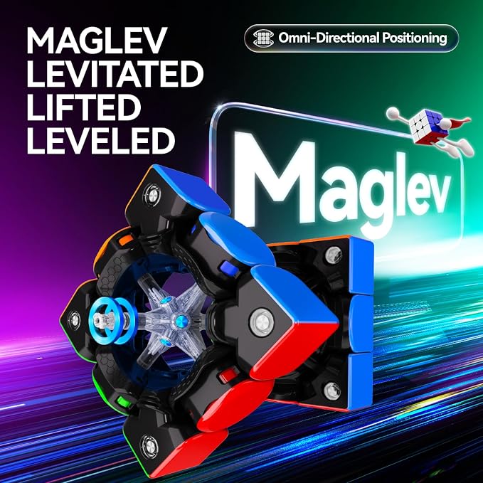 GAN V100 Maglev Frosted Speed Cube 3x3 Magnetic, Omni-Directional Positioning 64g Lightweight Speedcube Brain Teaser Puzzle Fidget Toy for Kids Adults, 55mm Black Inner Surface