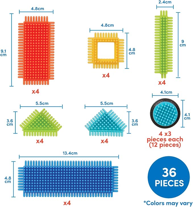 Battat – Bristle Blocks – STEM Interlocking Building Blocks – 36 Pieces Playset – Developmental Toys for Toddlers & Kid – Basic Builder Box – 2+ Years