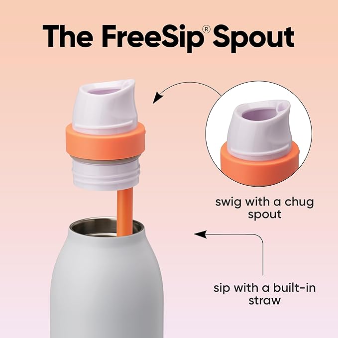 Owala FreeSip Twist Insulated Stainless Steel Water Bottle with Straw for Sports and Travel, BPA-Free, 24-oz, Sweet Pea