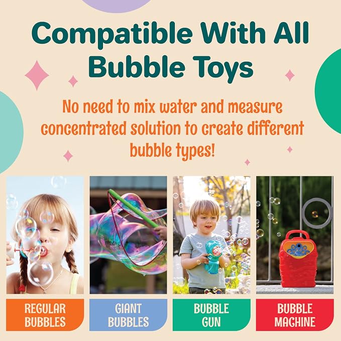 67 OZ Iridescent Bubble Solution Refill | Non-Toxic Pre-Mix Bubble Refill Solution No Mixing or Measuring Required | Bubbles for Kids | Bubbles Bulk | Bubble Machine Solution | Giant Bubbles (67 OZ)
