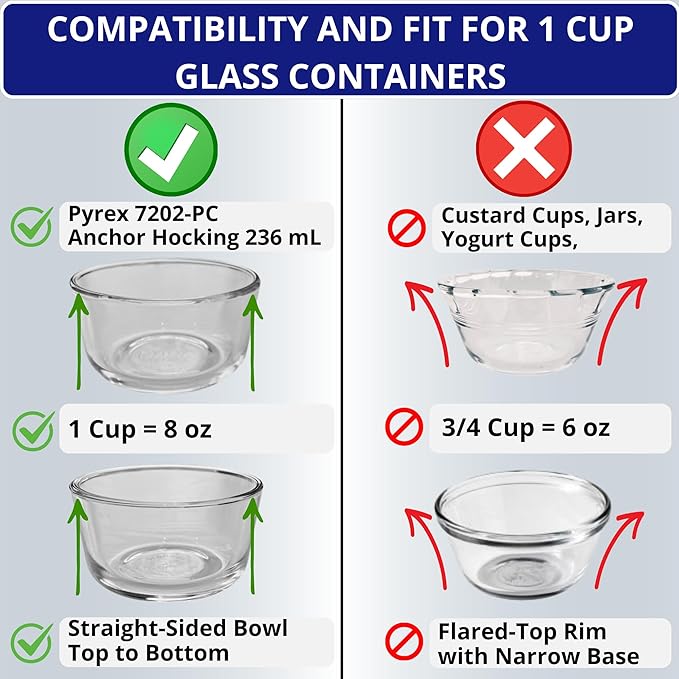 1, 2, 4 & 7 Cup Red Round & 3, 6, 11 Cup Red Rectangle Replacement Lids/Covers for Pyrex, Anchor Hocking & KlareWare Storage Bowls *Lids Only -Glass Container Not Included*, 14 Pack *2 of Each Size*