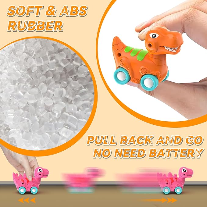 Veslier Dinosaur Toys for Kids 2-4 3-5 with 6 Dinosaur Car Vehicles, Dino Transport Carrier Truck with Music and Roaring Sound Christmas Birthday Gift for 2+ Year Old Boys.
