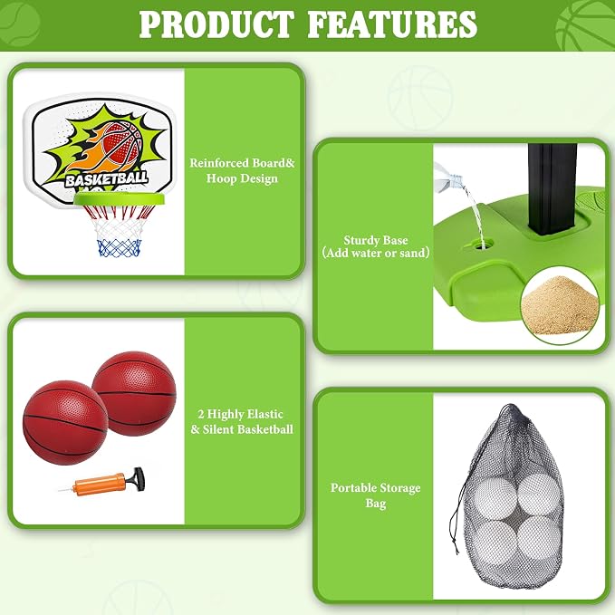 3 in 1 Toddler Basketball Hoop and Tee Ball Set for Boys: Kids Baseball Tee with Automatic Pitching Machine Adjustable Height Indoor and Outdoor Sports Toys Christmas Birthday Gifts for Boy Age 3-12