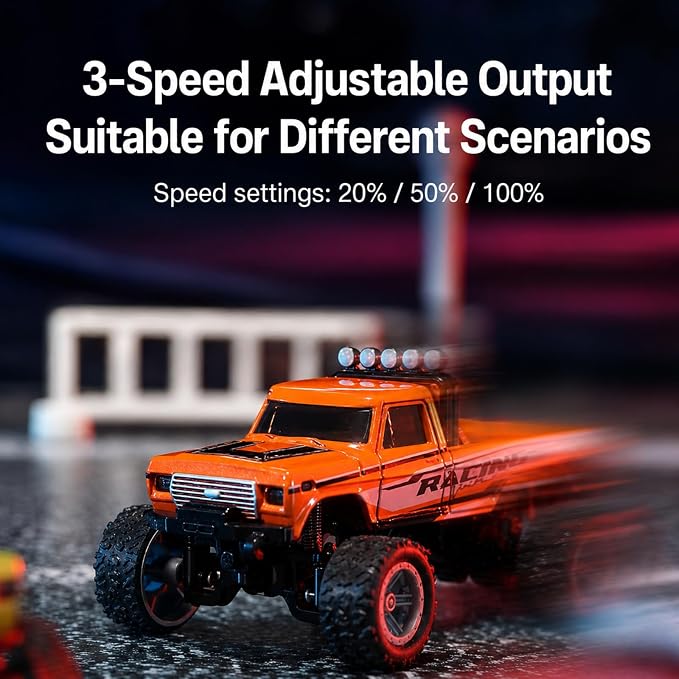 1:64 Scale Mini Remote Control Monster Truck with Trailer | 2.4GHz & App Dual Control, Alloy Mini RC Car with LED Lights, Portable Pocket Toy Car for Kids & Adults, Gift for Boys (Green)