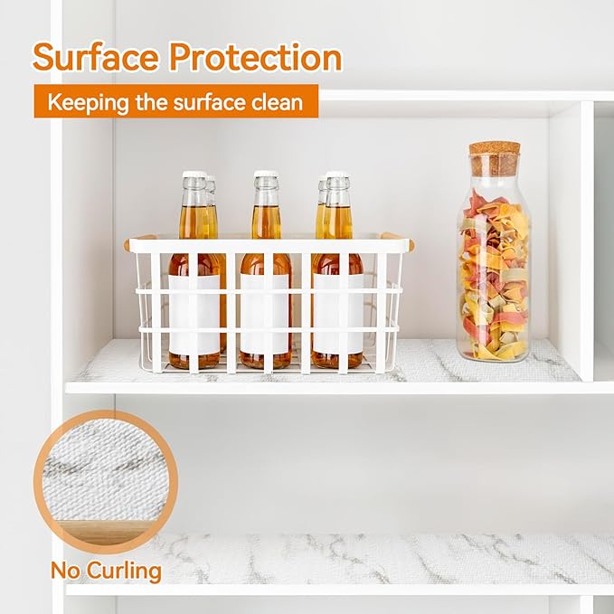 Shelf and Drawer Liner for Kitchen Cabinets Non-Adhesive, Strong Grip Non-Slip Thickened Cabinet Liners for Shelves, Waterproof Mats for Dresser Cupboard, Marble, 12 in x 20 Feet