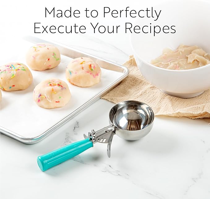 Restaurantware 1.25 Ounce Portion Scoop, 1 Trigger Release Stainless Steel Cookie Scoop - With Black Handle, Stainless Steel Disher, For Portion Control, Cookie Dough, Cupcake Batter, Or Ice Cream