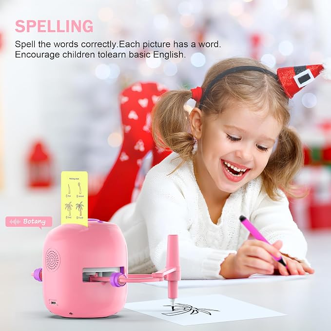 Smart Drawing Robot for Kids,Montessori Educational Painting Toy for 5+ with Voice Interaction&16 Color Pens,Magic Drawing Robot with 150 Learning Word Cards ,Ideal Gift for 5+ Year Old Boys Girls