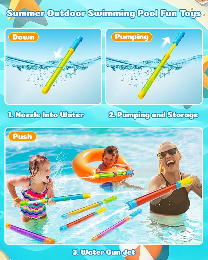 Water Gun Squirt Toys for Kids Adults- 4 Pack Water Blaster 40ft Squirt Gun for Age 3-4-5-8-12 Girls Boys, Fun Water Squirter Toy for Swimming Pool Beach Summer Outside Party Yards Games Outdoor