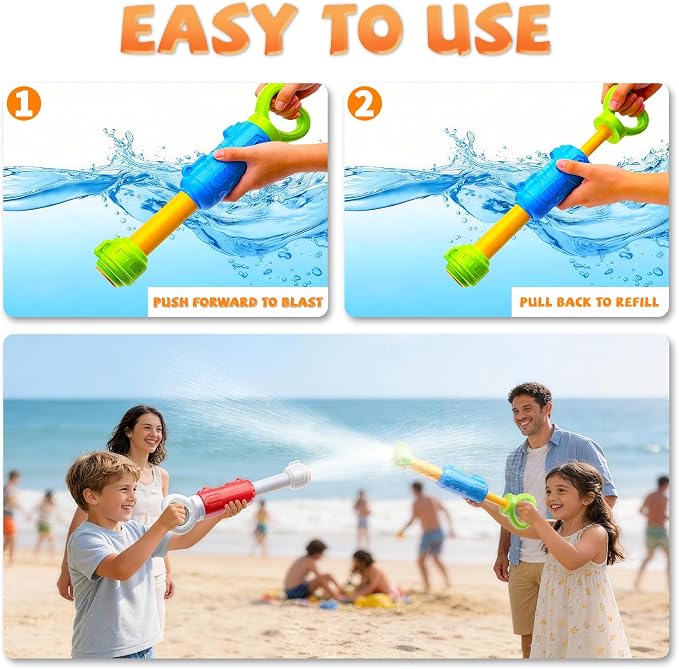 2 Pack Water Gun for Kids - 40 Feet Long Range, Large Capacity Water Blaster, Summer Water Toys Outdoor Pool and Beach Toy for Boys Girls Ages 4-8 8-12