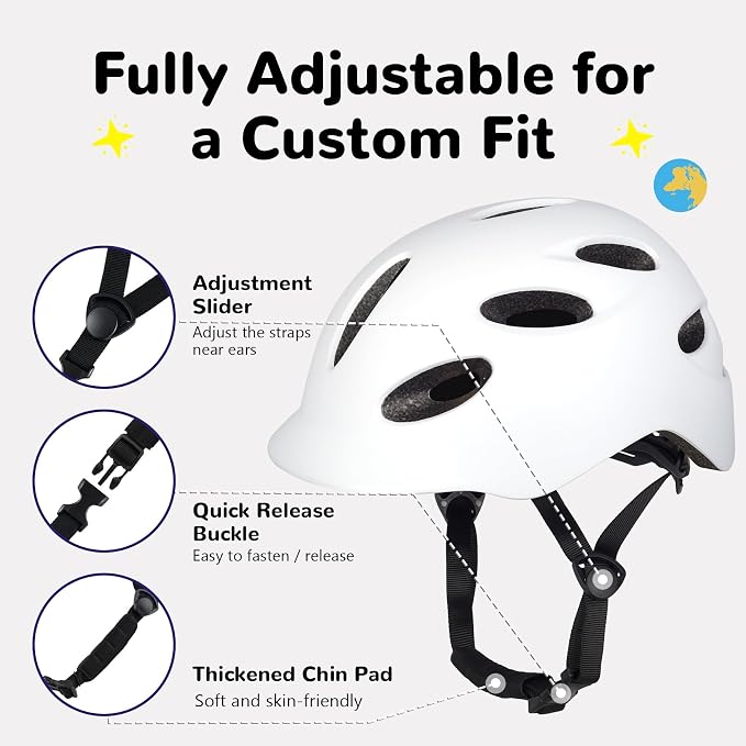 Kids/Youth Bike Helmet for Boys Girls and Teens, Adjustable and Multi-Sport for Bicycle, Kick Scooter, Skateboard, Roller/Inline Skate