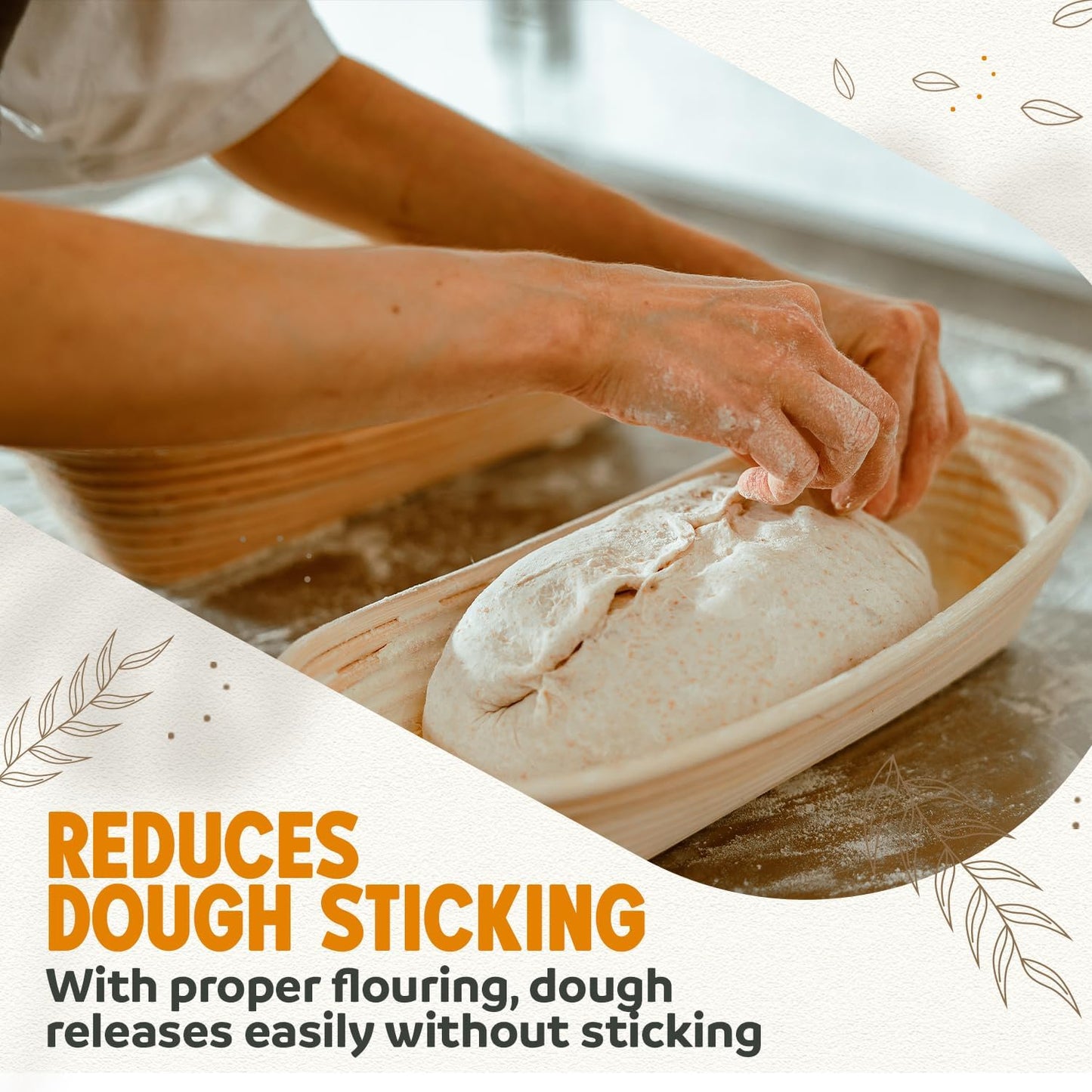 Banneton Bread Proofing Basket Sourdough Proofing Basket for Beginners & Professional Bakers, Handwoven Rattan Cane Bread Maker for Artisan Breads, 13.5 Inch x 3.5 In x 3 In, 0.5-lb Rectangular