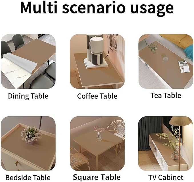 Leather Table Cover,1.8mm Thick,36x54 Inch Table Protector,Table Protector for Dining Room Table,Table Protectors for Rectangle Tables.(Khaki+Silvery,36x54)