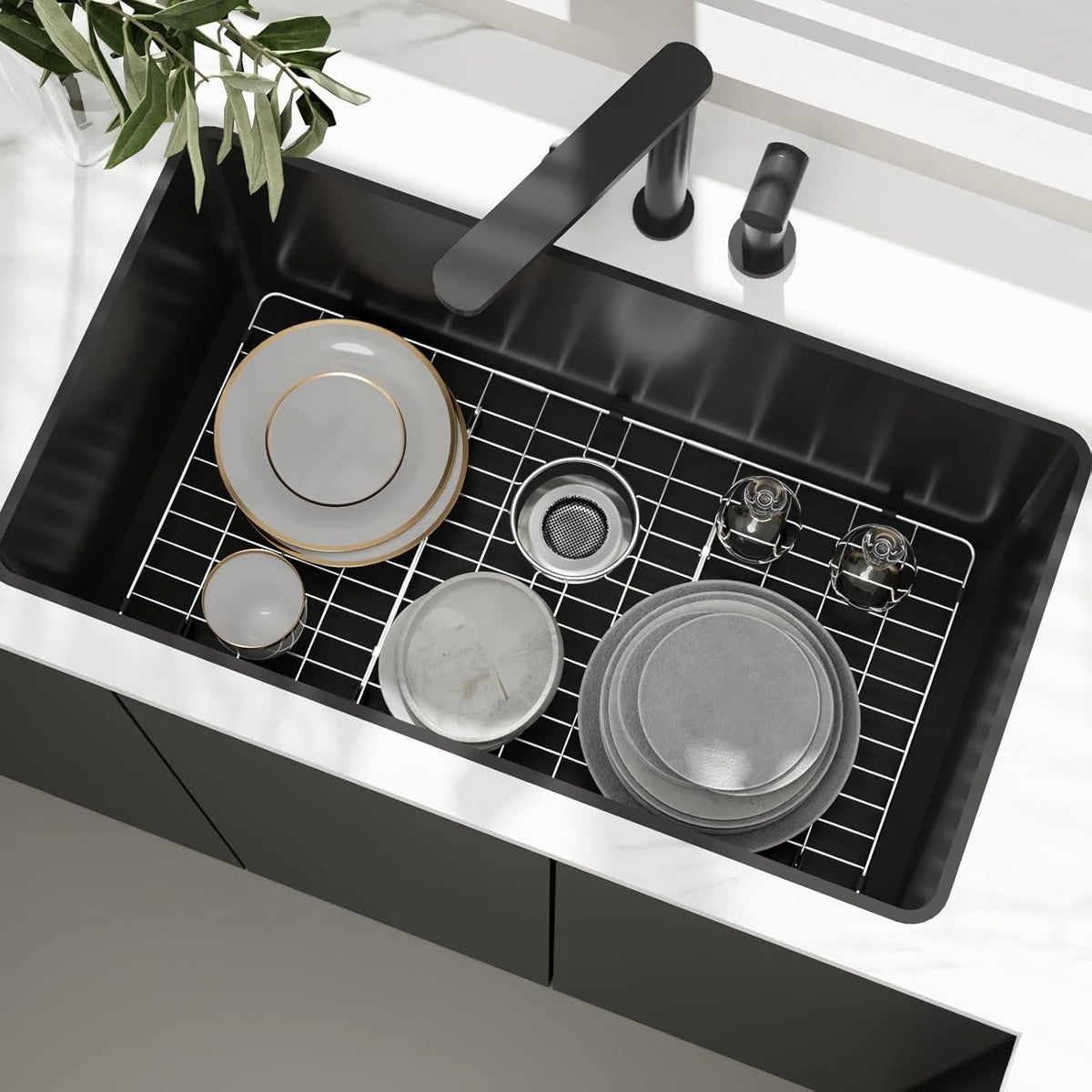 Sink Protectors for Kitchen Sink, Sink Grate Grid for Bottom of Sink, Metal Sink Rack, Bottom Basin Rack, Stainless Steel, 27.5" x 13.5"