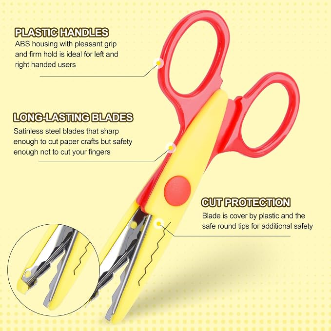 UCEC Decorative Paper Edge Scissor Set 5'' Colorful Paper Edger Scissors Great for Teachers, Crafts, Scrapbooking, DIY Projects Crafts, Set of 6
