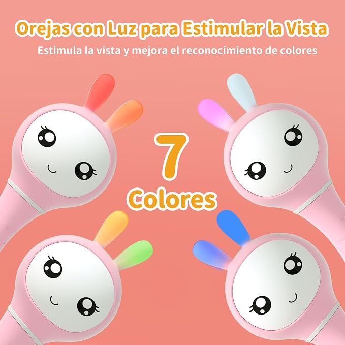 alilo Sonajero Musical para Bebés 0-12 Meses, Juguete con Luz, 66 Sonidos, 15 Canciones, 13 Cuentos, 5 Canciones de Cuna, Ruido Blanco, Reconocimiento de Colores, Regalo Recién Nacido