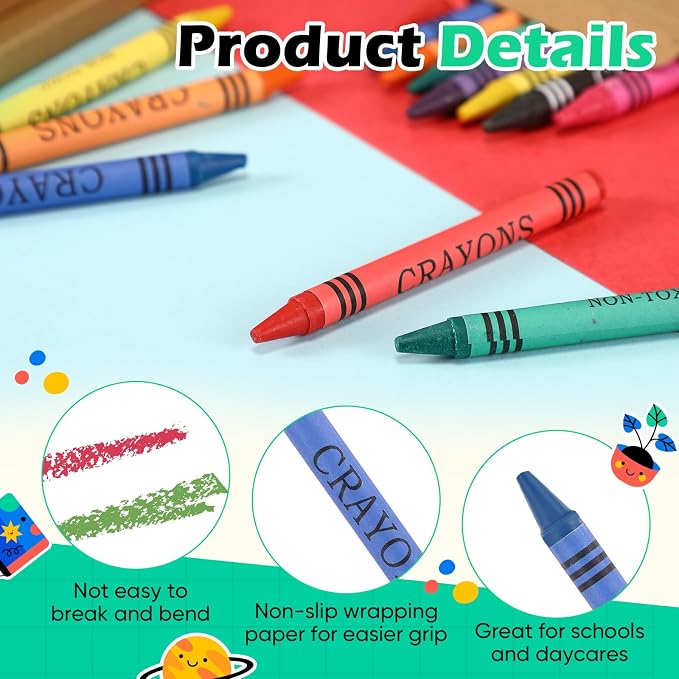 6 Packs Crayons Bulk Back to School Crayon 8 Color Crayon Individual Packs Mini Wrapped Wax Washable Crayons for Student Gifts School Supplies Classroom Rewards Gifts