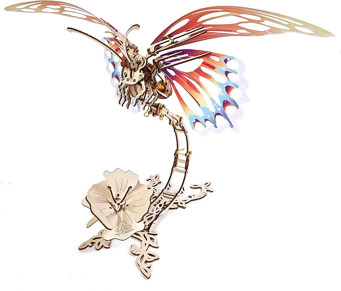 Ugears Wooden 3D Puzzles for Adults - Butterfly Puzzle Mechanical Model Kit - 3D Wood Puzzles Adult Automaton - Kinetic Sculpture Models for Adults to Build Butterfly Kit DIY Miniature Kit - 161 Pcs