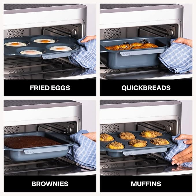 Brava Oven Starter Set: 10-in-1 Touchscreen Countertop Smart Oven, Air Fryer, 6-Slice Toaster, Slow Cooker, Reheater, Dehydrator, Rice Cooker, Auto-Shut Off, 1800W, Stainless Steel Kitchen Appliance