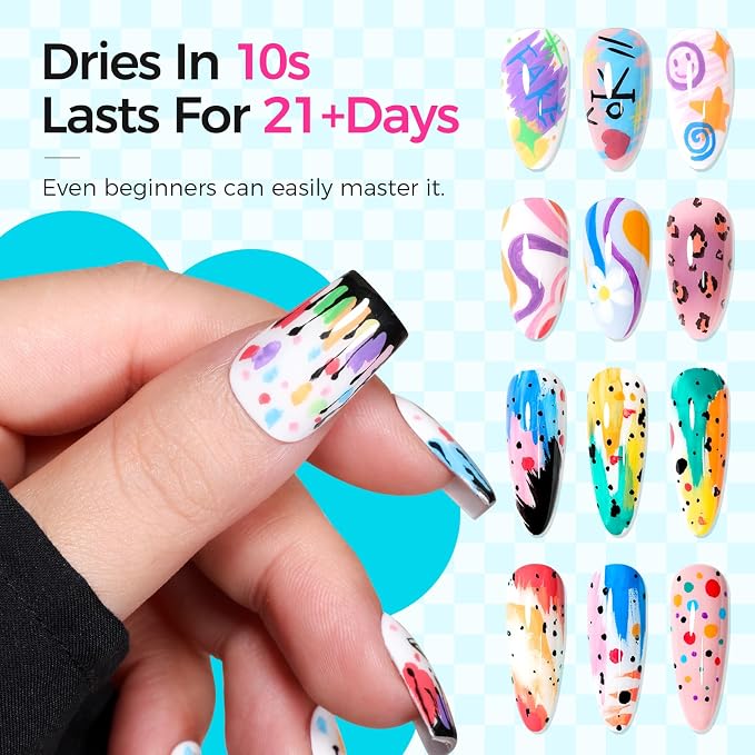 6 Color 3D Nail Art Pens Set, 0.7MM Nail Polish Pens Quick-Drying Acrylic Paint Markers, DIY Nail Design for Dotting Drawing Painting Liner, Home & Salon Manicure Tools Christmas Beginners Gifts
