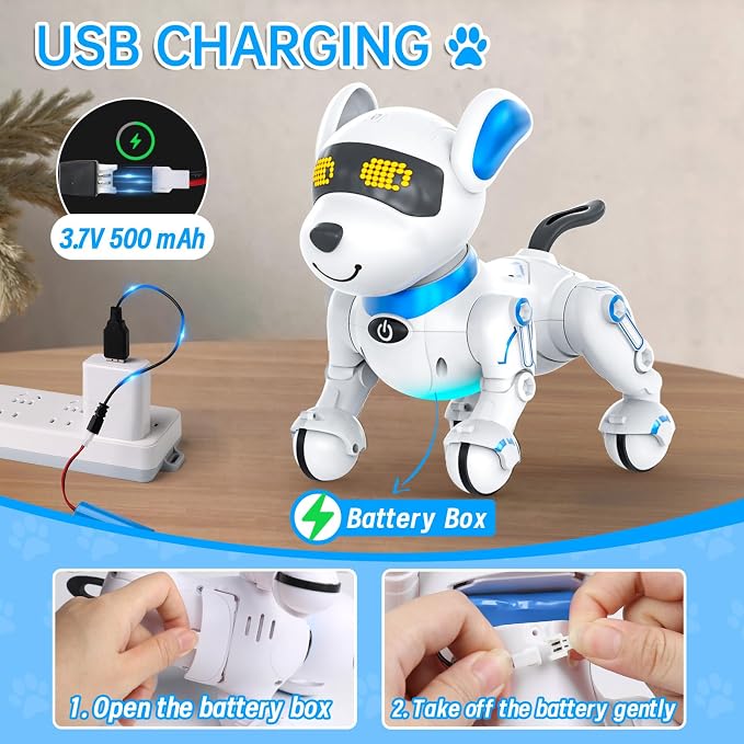 Dwi Dowellin Robot Dog for Kids 8-12,Remote Control Smart Robotic Dogs Pet Puppy Robotic Toy,Interactive Touch Walking Talking Toys for Boys Girls Christmas Birthday Gifts