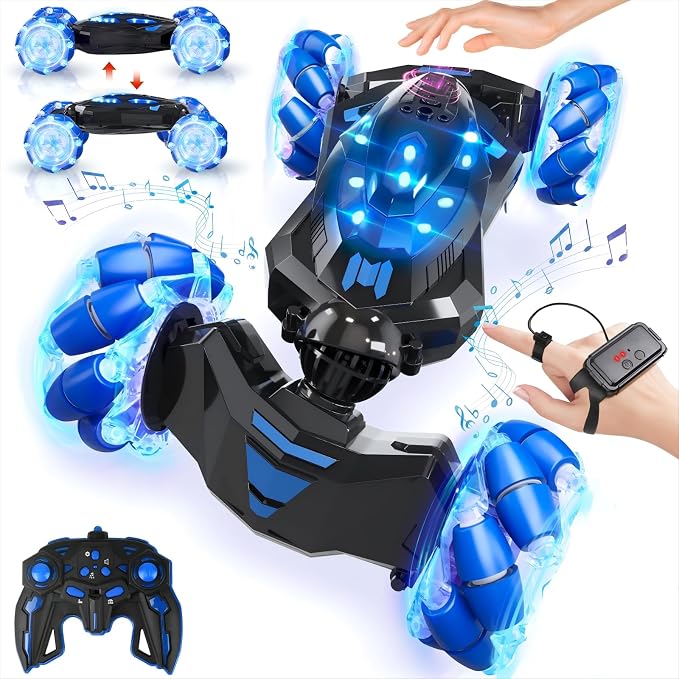 Gesture Sensing RC Stunt Car,4WD Drift Hand Controlled 360° Flips Trick Car with Lights & Music, Toys car is Cool Birthday Gift for Kids Ages 7-12
