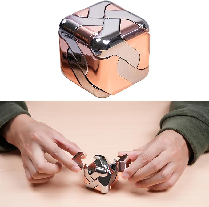 Metal-Puzzles 3D-Brain-Teaser Toys: Cool-Gadgets-Stuff Box Puzzles-Toy for Kid Children Teen Adult, ADHD Tools Stress Relief Gift for Office Home School Christmas Women Men Square-Cube