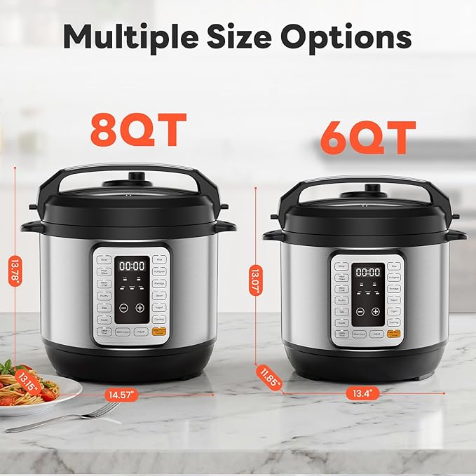 Sweetcrispy 16-in-1 Electric Pressure Cooker 6QT, 12-Preset Multi Cookers with Ceramic Pot, Slow Cook Rice Steamer Sauté Soup Yogurt Maker and More, Recipe Book
