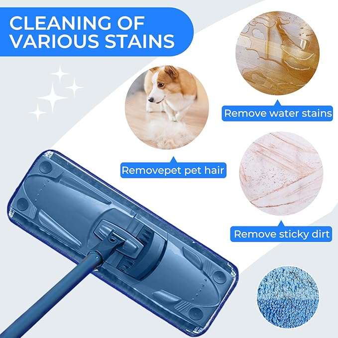3 Pack Microfiber Cleaning Pads are Compatible with Bona Mop,18 Inch Replaceable Mop Pad Refill,Washable & Reusable Blue Microfiber Mop Pads for Hardwood and Hard-Surface Floors