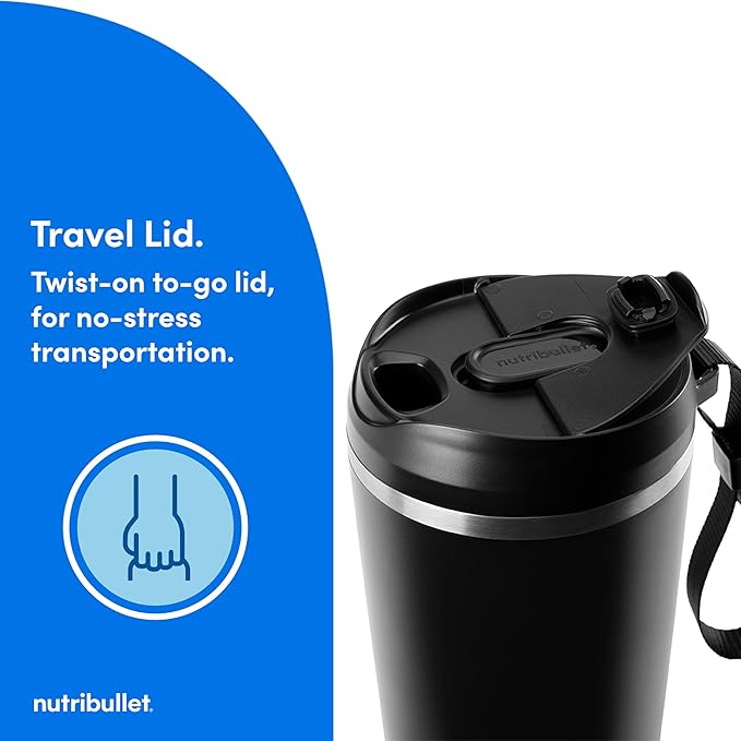 nutribullet Flip Portable Blender with Insulated Cup, Cordless, Black, NBPB50350AK